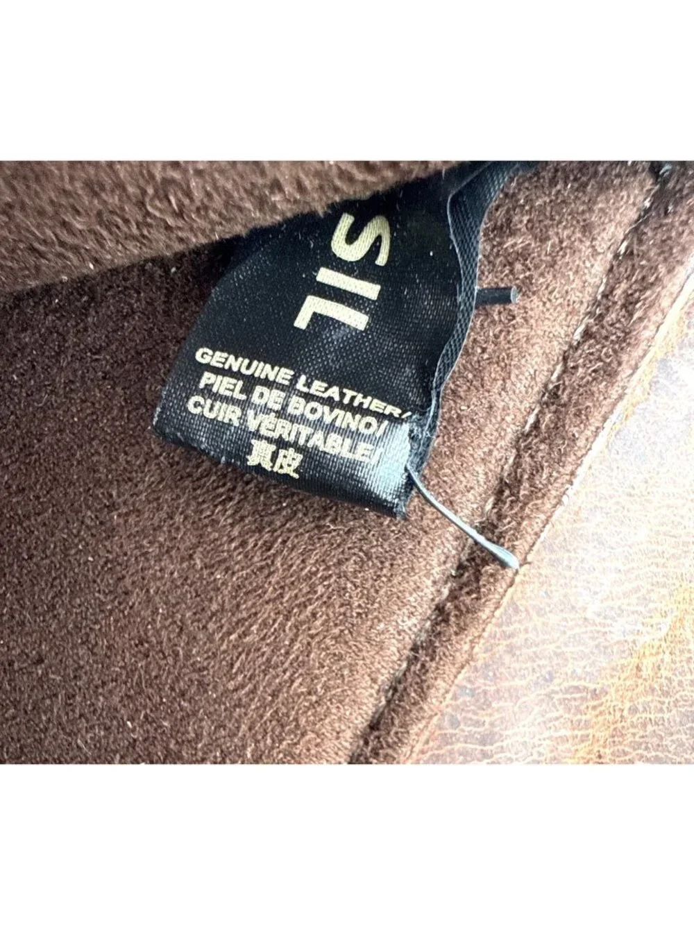 Fossil Brown Distressed Leather Envelope Clutch Bag With Button Closure